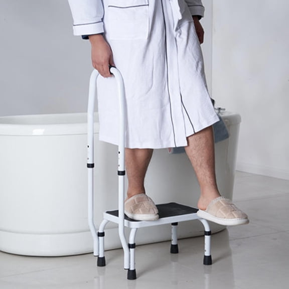 Steel Step Stool 1-Step, 330 Lbs Capacity, Adjustable Height, Handle, Non-Slip Platform