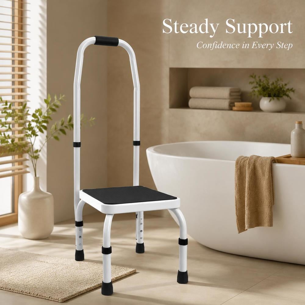 Steel Step Stool, 1-Step, 330 Lbs Weight Capacity, Adjustable Height ...