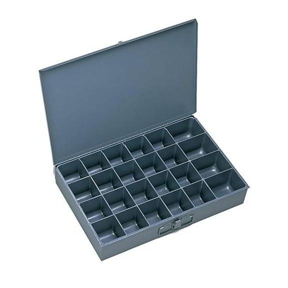 Steel Storage Box 24 Compartment - Gray Cold Rolled Steel Organizer, 13-3/8"x2"x9-1/4", Parts Storage, Small Item Organizer, Tool Storage, Hardware Storage