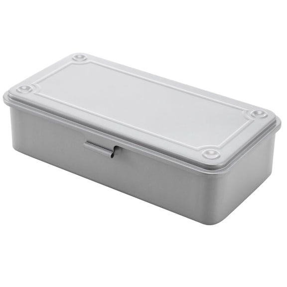 Steel Storage Box with Hinged Lid, Rectangular Empty Hinged Metal Tool Box, Metal Organizer with Secure Buckle for Scrapbook Stamps, Stationery, Sewing Supplies, Hand Tools