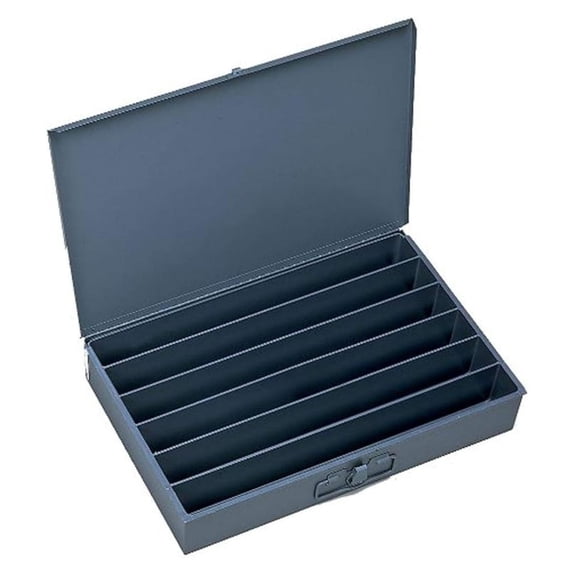 Steel Storage Box Organizer - 6 Compartment Parts Case - 18x12x3in Gray Tool Box - Durable Cold Rolled Steel - Industrial Hardware Organizer