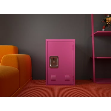 Steel Storage Cabinet, Locking Metal Cabinet with Ample Storage Space, File Cabinet Organizer Accent Storage Cabinet for Office, Garage, Home, Living Room, Easy Assembly, 23.6*14.5*14.5 inches, Pink