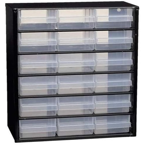Steel Storage Cabinet, Standard 18-Drawer, Clear Polypropylene Plastic Drawer – Small Parts Organizer, Screws, Nuts & Bolts, Crafts & Hardware – Tool Cabinet for Workbench & Wall Storage