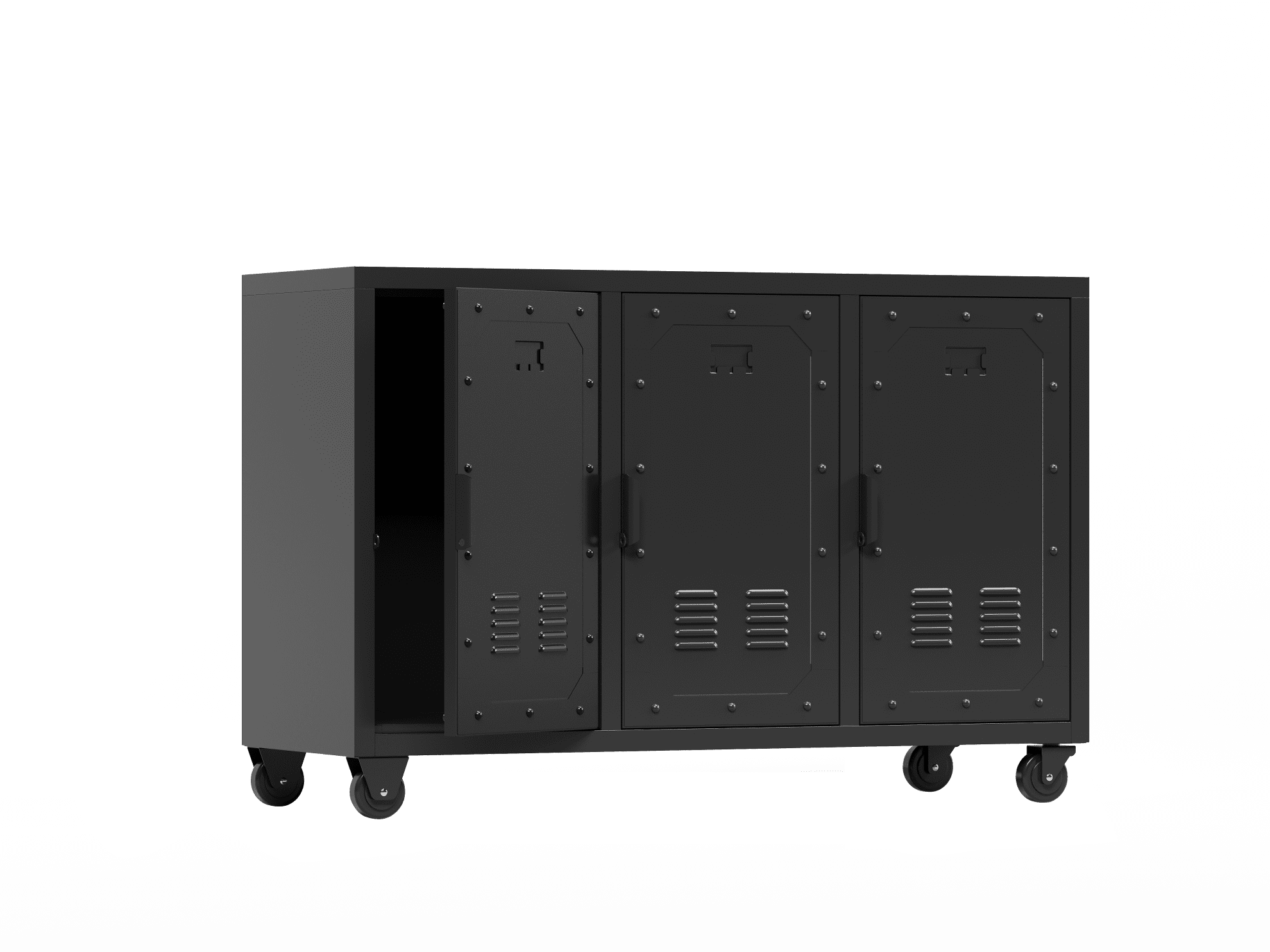 Steel Storage with Wheels,3 Doors Wide Locker Accent Storage