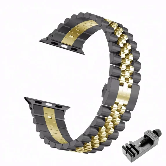Steel Strap for Apple Watch Ultra Band ultra 49mm 40mm 44mm Metal 38mm 42 38 for iWAtch Series 10 9 8 7 6 SE 5 4 45mm 41mm 46mm (black gold Tool,42 44 45 46mm 49MM)