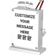POCHAR Large Ballot Box With Slot and Lock - Metal Wall Mounted Suggestion Box, Donation Box, Safe Lock Tip Jar For Fundraising, Hotel, Bar and School Voting Use White, 10 x 4.75 x 12.5