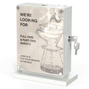 Pochar Large Ballot Box With Slot and Lock - Metal Wall Mounted Suggestion Box, Donation Box, Safe Lock Tip Jar For Fundraising, Hotel, Bar and School Voting Use (White, 10'' x 4.75'' x 12.5'')