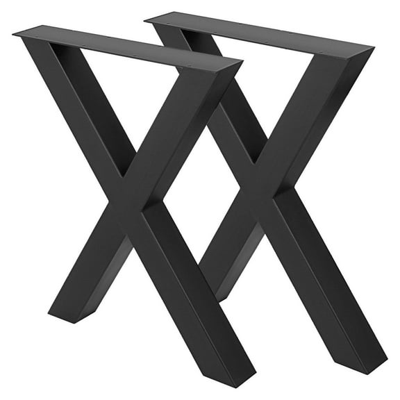 Steel Table Legs (2-Pack) 28'' Height, 31'' Wide, Heavy Duty 3.1'' Square X-Frame, Black Metal Dining Legs for Tables, Industrial Style