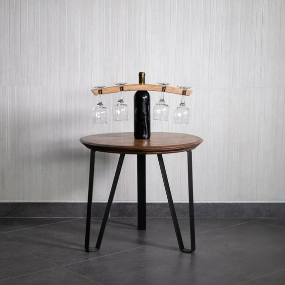 Steel Table from Wine Barrel Top - Whiskey, Bourbon & Barrel Table - Rustic Home Decor, Handmade Furniture