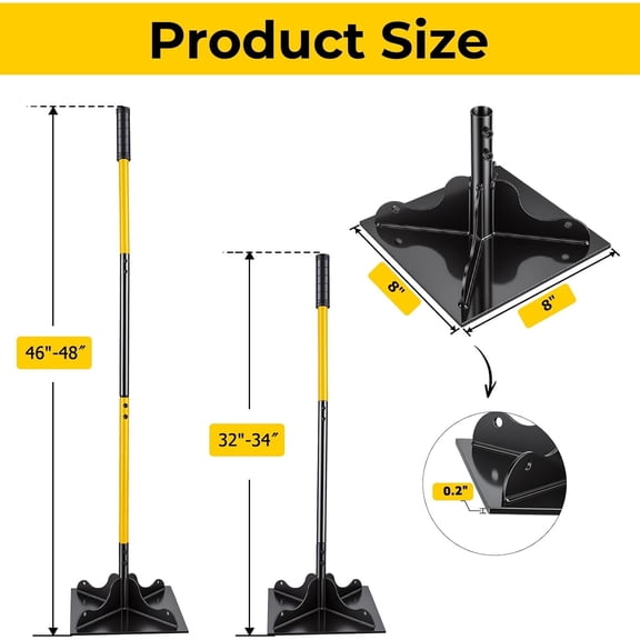 BroPick shop Steel Tamper Tool with 48" Adjustable Handle, Heavy Duty Hand Compactor with Shock-Absorbin Non-Slip Grip for Garden Yard Leveling, Install Pavers, Compact Soil, Gravel, Dirt