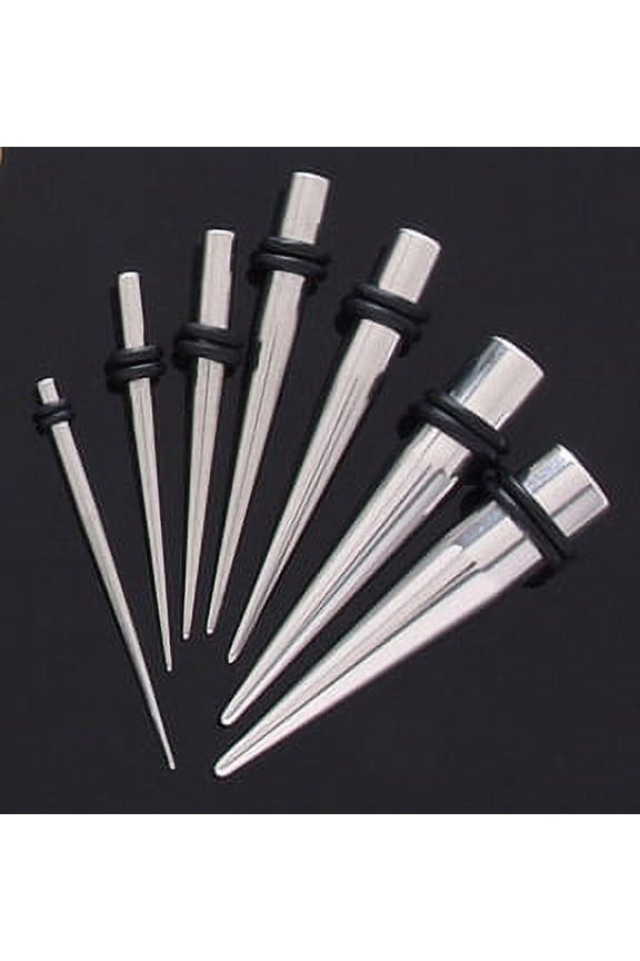 Steel Tapers EAR STRETCHING KIT plug Set 0g-14g ear -8pc set