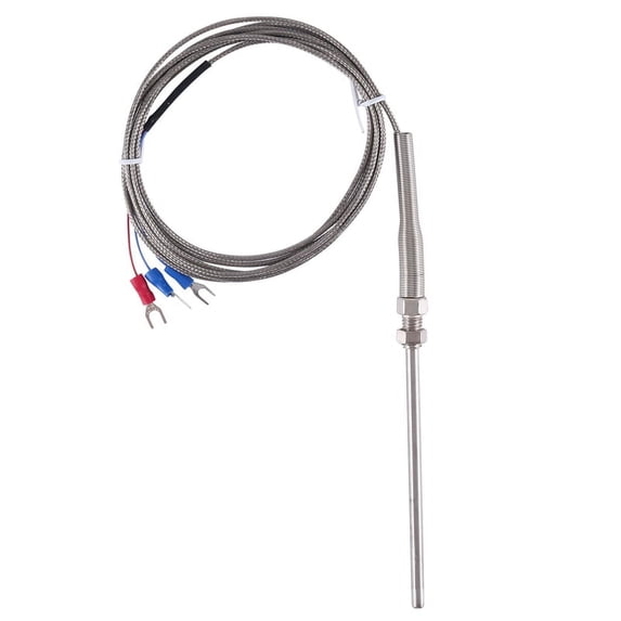 Steel Temperature Probe Pt100 RTD Sensor Cable 2M 98 mm 3 Wires -50 ~ 400 Celsius,1x cable Pt100 temperature sensor