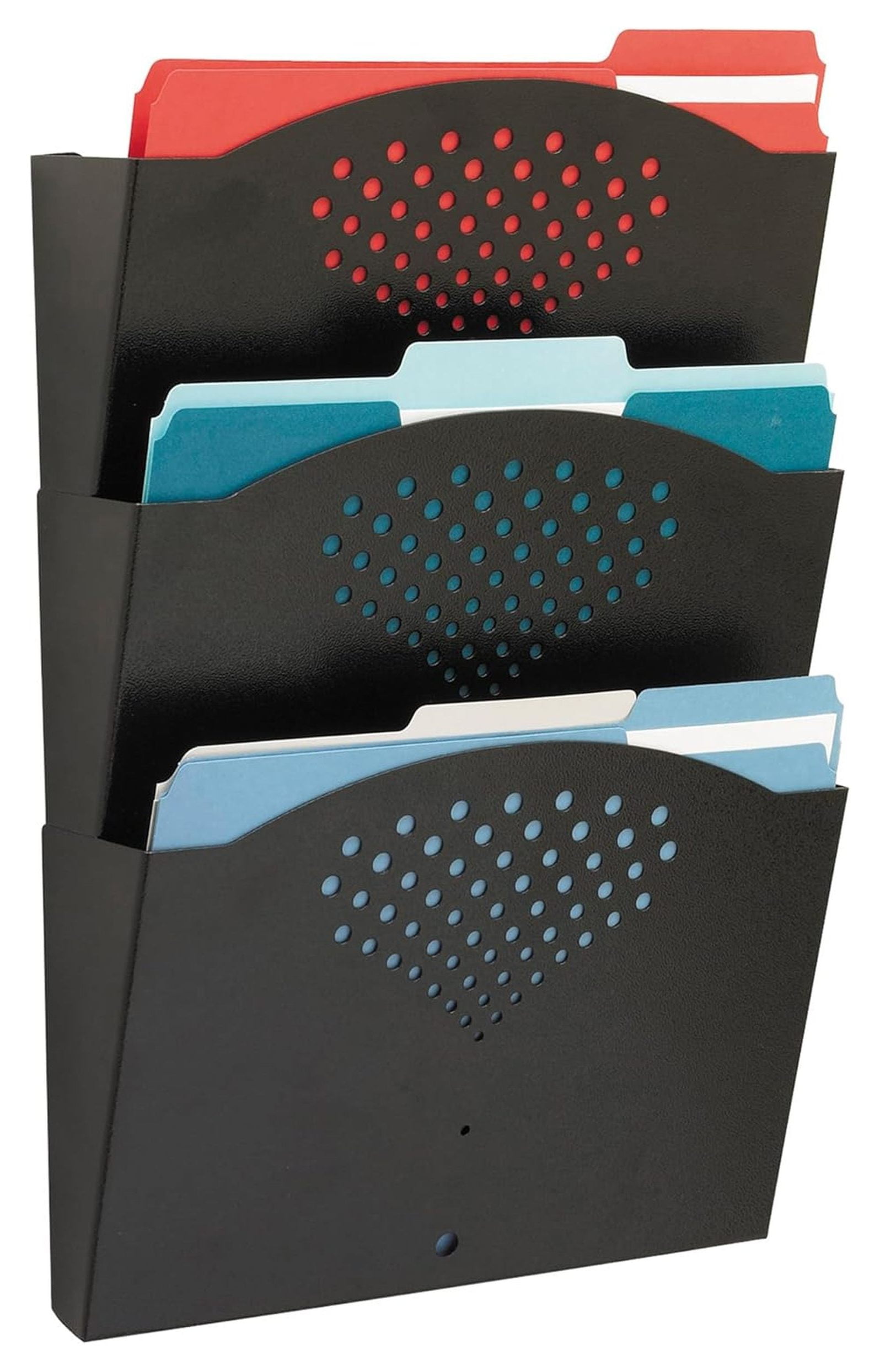 Steel Three Pocket Letter Size Flush Mount Wall Rack 3172BL, Black ...