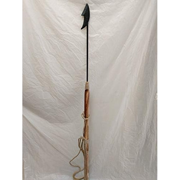 Steel Tipped Harpoon - Distressed Solid Wood Nautical Decor - Fishing Spear with Metal Rod - Perfect Decorative Fishing Harpoon Spear Gift for Sailors (Tipped Fishing Harpoon)