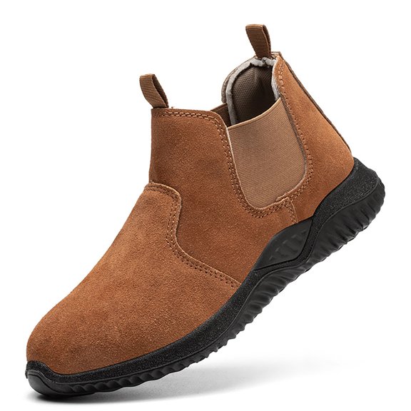 Steel Toe Boots Safety Work Boots High Top Breathable Cowhide Boots Non-Slip Puncture Resistant Men'S Boots