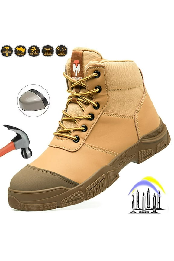 Steel Toe Boots for Men Industrial Construction Anti-puncture Work Safety Shoes Non-Slip Waterproof Hiking Shoes