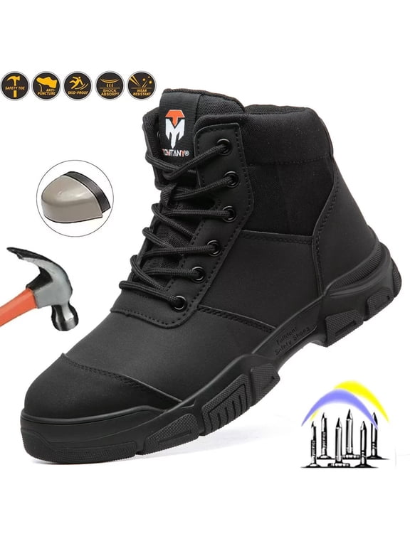 Steel Toe Boots for Men Industrial Construction Anti-puncture Work Safety Shoes Non-Slip Waterproof Hiking Shoes