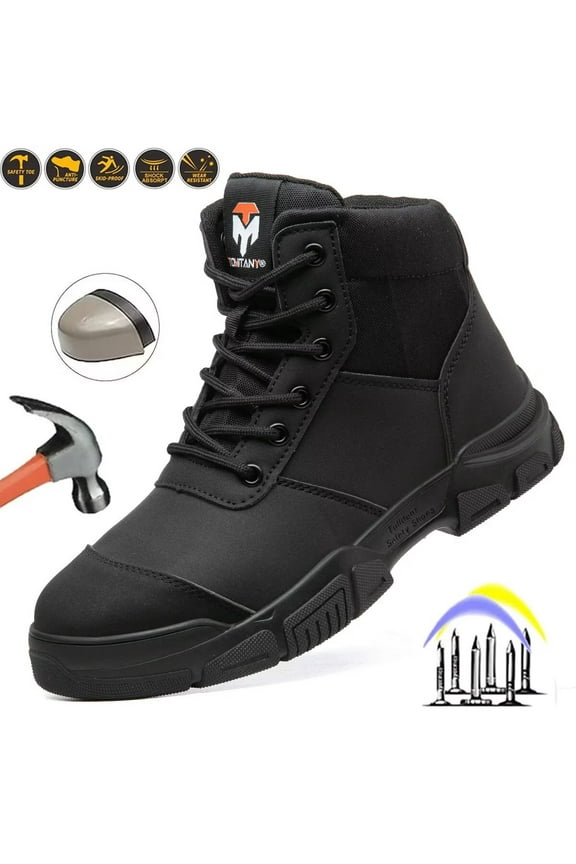 Steel Toe Boots for Men Industrial Construction Anti-puncture Work Safety Shoes Non-Slip Waterproof Hiking Shoes
