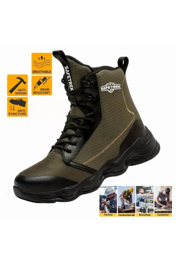 Steel Toe Boots for Men, Lightweight Work & Safety Shoes Outdoor Protection Footwear Puncture Proof Industrial and Construction Shoes