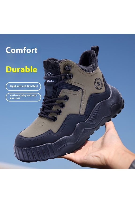 Steel Toe Boots for Men Safety Work Boots Lightweight Slip Resistant Puncture Proof Industrial Construction High Top Safety Shoes