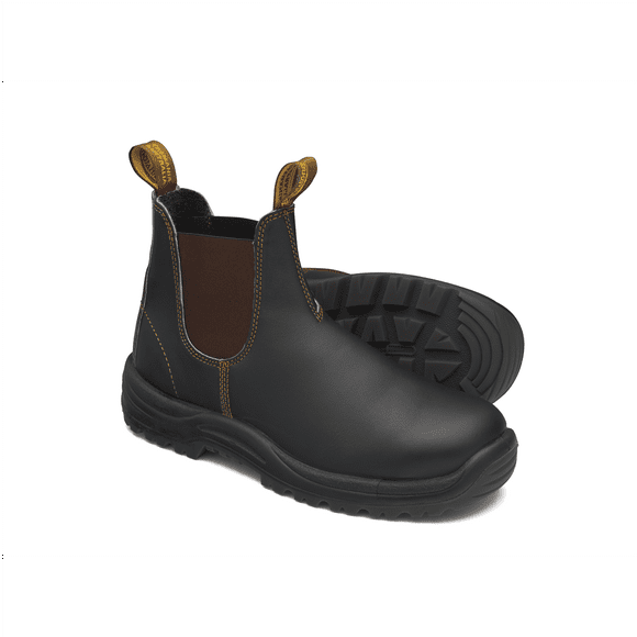 Steel Toe Elastic Side Slip-On Boots, Kick Guard, Water Resistant, Stout Brown, AU size 12, US size 13