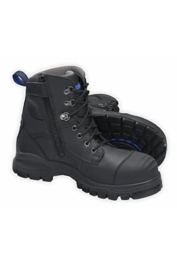 Steel Toe Lace Up Side Zip, Water Resistant, Black, US size 10.5
