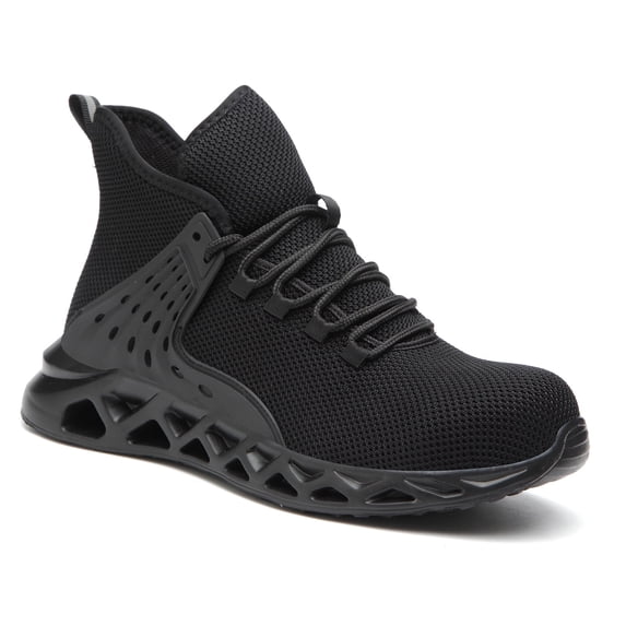 Steel Toe Men Lightweight Water Resistance Work Safety Sneakers Industrial Construction Footwear Breathable Air Cushion Safety Working Shoes Fashion Black