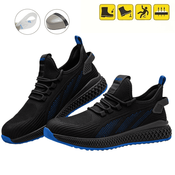 CONIVISON Men & Woman Steel Toe Work Shoes – Breathable Mesh, Non-Slip, Puncture Resistant Safety Sneakers