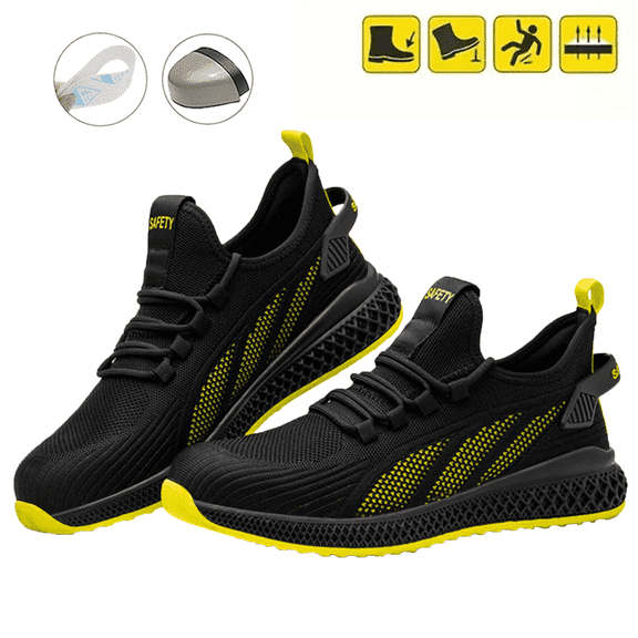 CONIVISON Steel Toe Safety Shoes for Man, Comfortable Breathable & Non-Slip Work Shoes