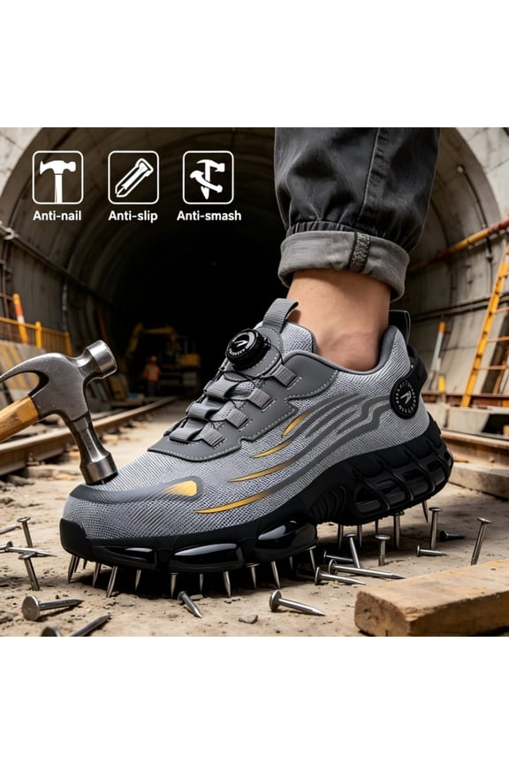 Steel Toe Safety Shoes for Men, Lightweight Comfortable Sneakers for Industrial Warehouse Work