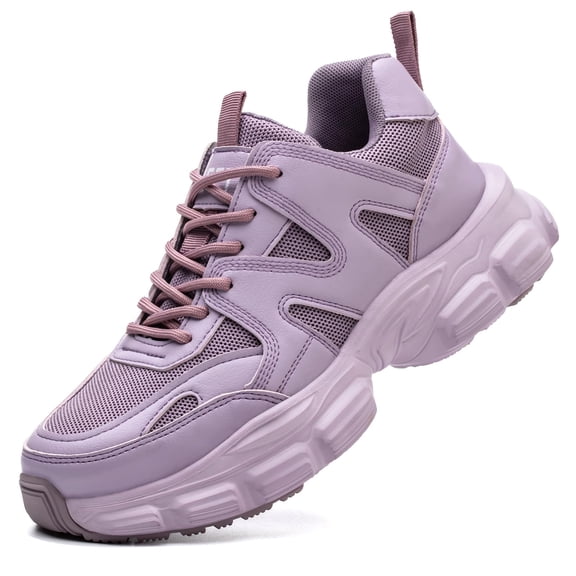 Steel Toe Shoes for Women Men Wide Non Slip Composite Work Sneakers Indestructible Comfortable Safety Shoes Lightweight Breathable Construction Sneakers Puncture Proof Ergonomic Design Purple