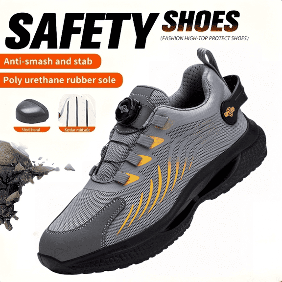 Steel Toe Shoes for Men Comfortable Breathable Safety Sneakers, Lightweight Wide Work Shoes with Durable Soft Sole