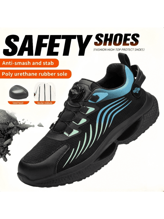 Steel Toe Shoes for Men Comfortable Breathable Safety Sneakers, Lightweight Wide Work Shoes with Durable Soft Sole