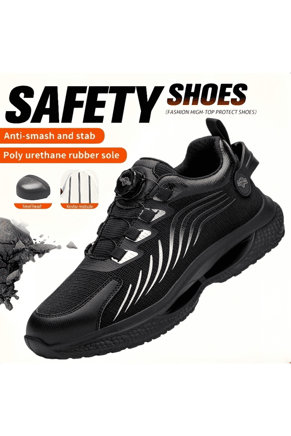 Steel Toe Shoes for Men Comfortable Breathable Safety Sneakers, Lightweight Wide Work Shoes with Durable Soft Sole