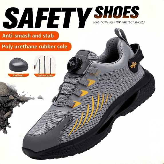 Steel Toe Shoes for Men Comfortable Breathable Safety Sneakers, Lightweight Wide Work Shoes with Durable Soft Sole