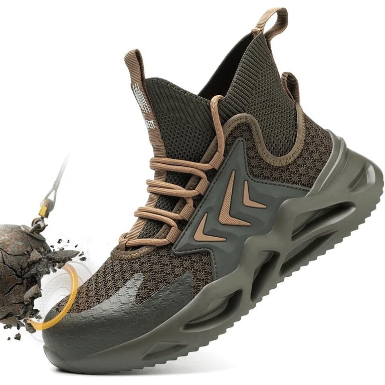 Men\'s Brown Lightweight Comfortable Safety Shoes Puncture Resistant Work Shoes Amazon.com: fayengan Steel Toe Shoes Work Safety Shoes for  main image 3