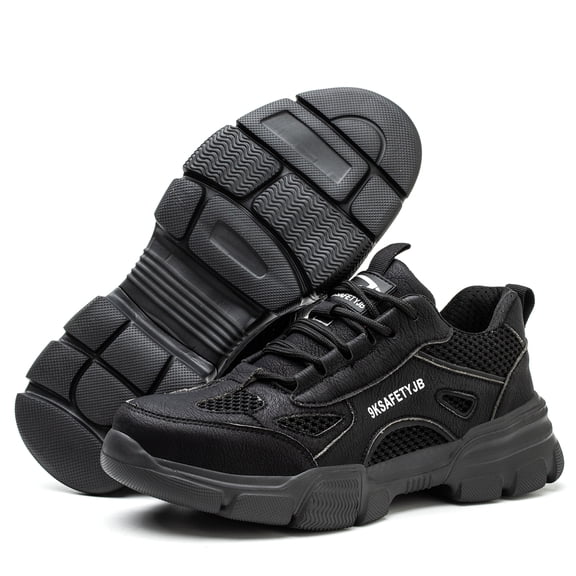 Steel Toe Shoes for Men, Puncture-Proof Lightweight Breathable Safety Work Sneakers for Industrial Construction