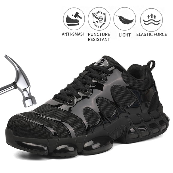 NIFOFISE Men's & Women's Steel Toe Work Shoes with Air Cushion, Anti-Smash