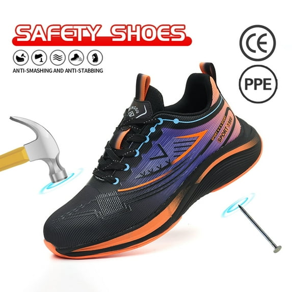 Steel Toe Shoes for Men Women Lightweight Work Safety Shoes Sneakers Comfortable Safety Toe Sneakers Stylish Colorful Work Shoe