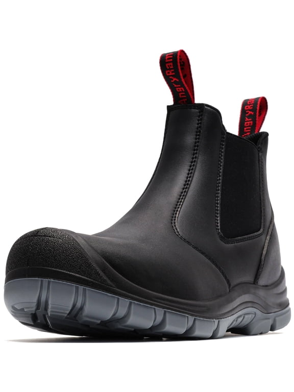 Steel Toe Slip on Work Boots for Men Waterproof Slip Resistant Fire Station Mechanic Boots Comfortable Construction Chelsea Safety Shoes