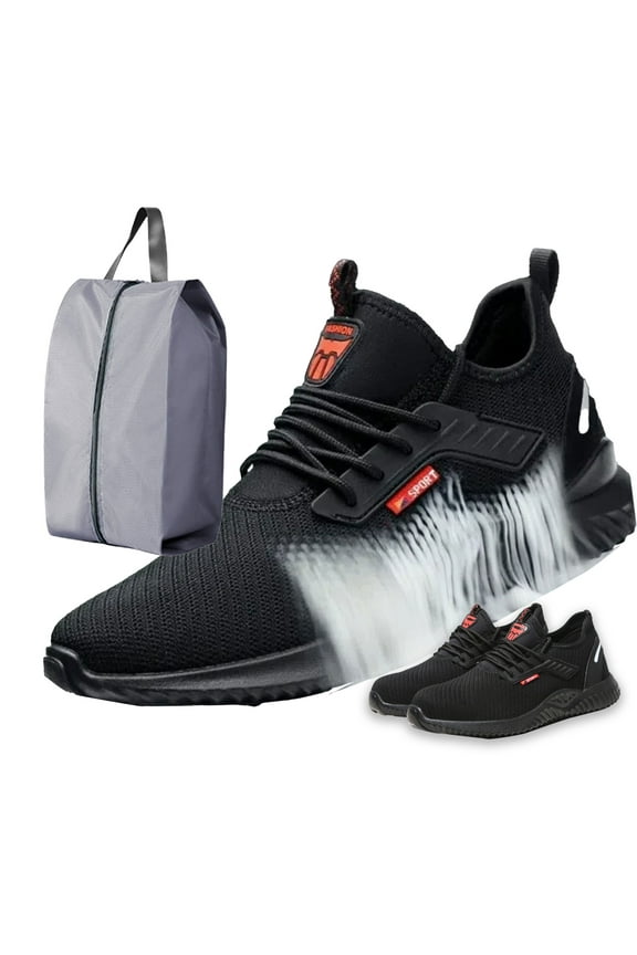 Steel Toe Sneakers for Men - Breathable Mesh Safety Shoes - Lightweight Puncture Proof Work Sneakers - OSHA Approved Comfortable Athletic Shoes for Construction & Warehouse