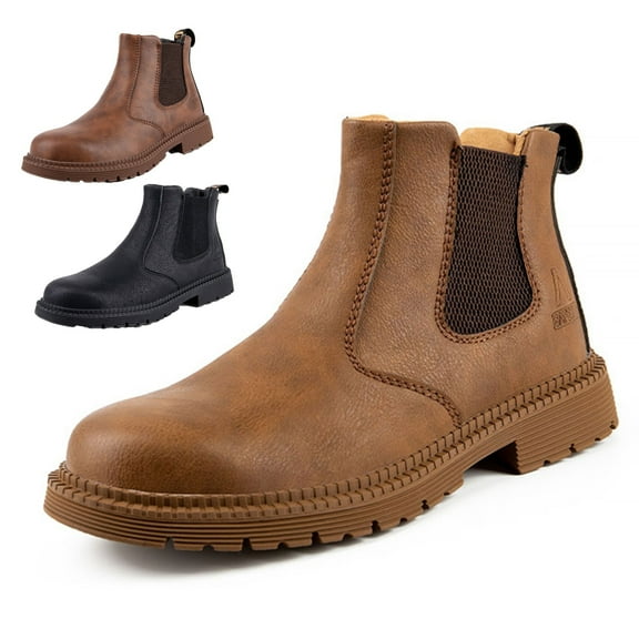 Steel Toe Work Boots for Men Women Leather Safety Shoes Waterproof Construction Shoes Hiking Boots Industrial Waterproof, Lightweight, Oil Resistant Work Trainers
