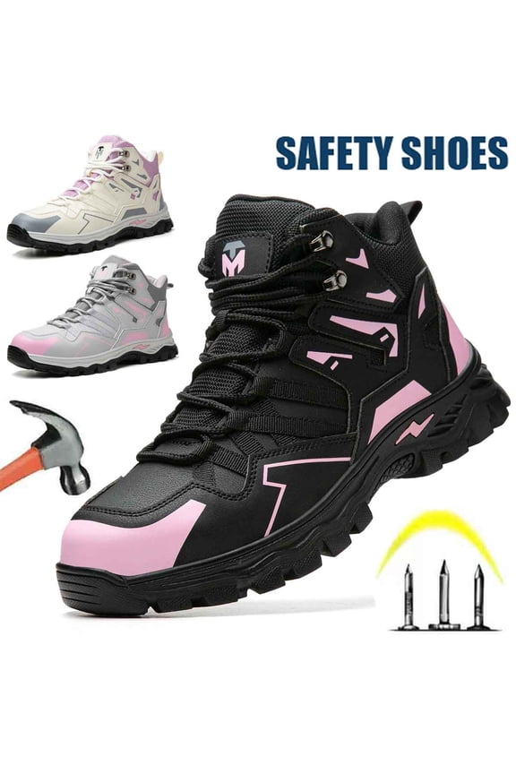 Steel Toe Work Boots for Women Construction Safety Boot Indestructible Shoes Lightweight Comfortable Slip Resistant Puncture Proof Slip Resistant Working Sneakers 7.5