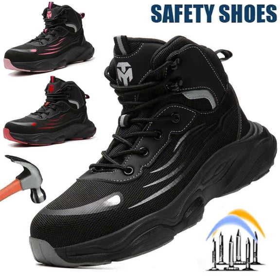 Steel Toe Work Boots for Women Construction Safety Boot Indestructible Shoes Lightweight Comfortable Slip Resistant Puncture Proof Slip Resistant Working Sneakers 7.5