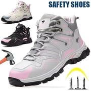 Steel Toe Work Boots for Women Construction Safety Boot Indestructible Shoes Lightweight Comfortable Slip Resistant Puncture Proof Slip Resistant Working Sneakers 7.5