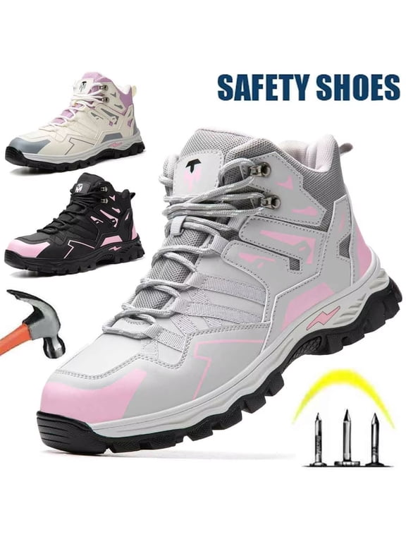 Steel Toe Work Boots for Women Construction Safety Boot Indestructible Shoes Lightweight Comfortable Slip Resistant Puncture Proof Slip Resistant Working Sneakers 7.5