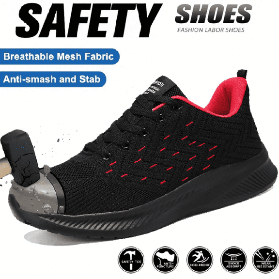 Steel Toe Work Shoes for Men, Men's Work Shoes Slip Resistant Lightweight Comfortable Safety Sneakers
