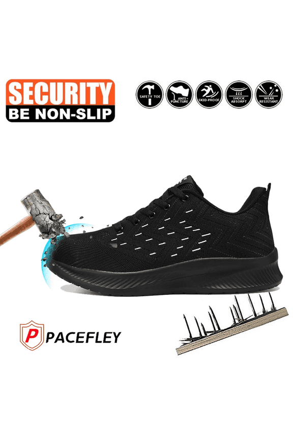 Steel Toe Work Shoes for Men, Men's Work Shoes Slip Resistant Lightweight Comfortable Safety Sneakers