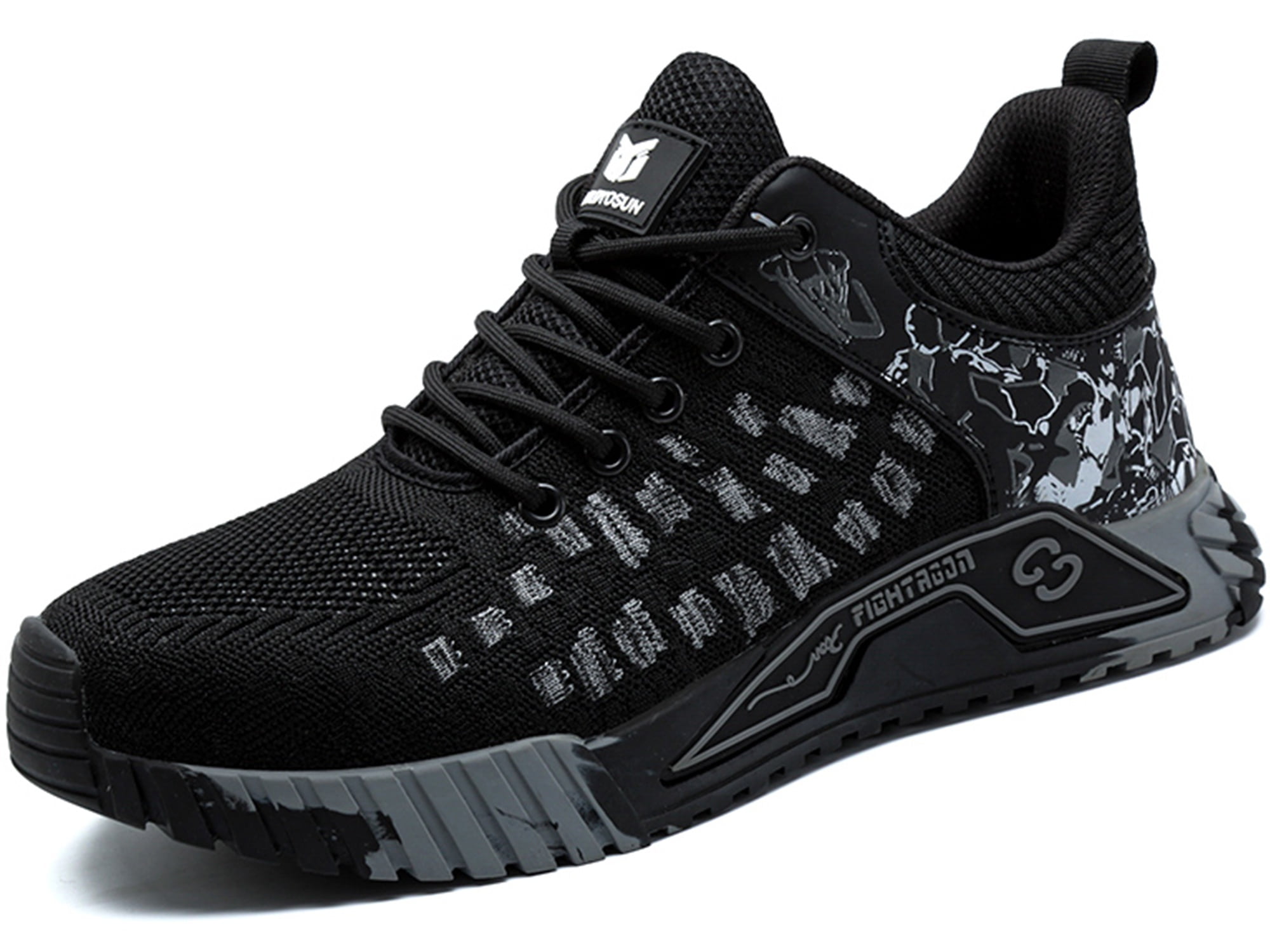 WTEMPO Mens Lightweight Steel Toe Safety Work Shoes Mesh Running Sneakers Shoes Steel