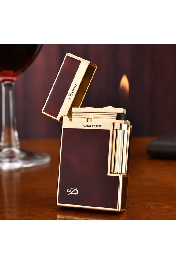 Steel Tone Lang Sound Lighter Inflatable Open Flame Metal Wheel Side Slide Lighter Men's Gift Box Set For Husband, Usupdd 2025 Steel Tone Lang Sound Lighter
